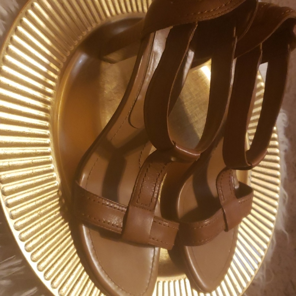 Apostrophe Tan Leather Heeled Sandals